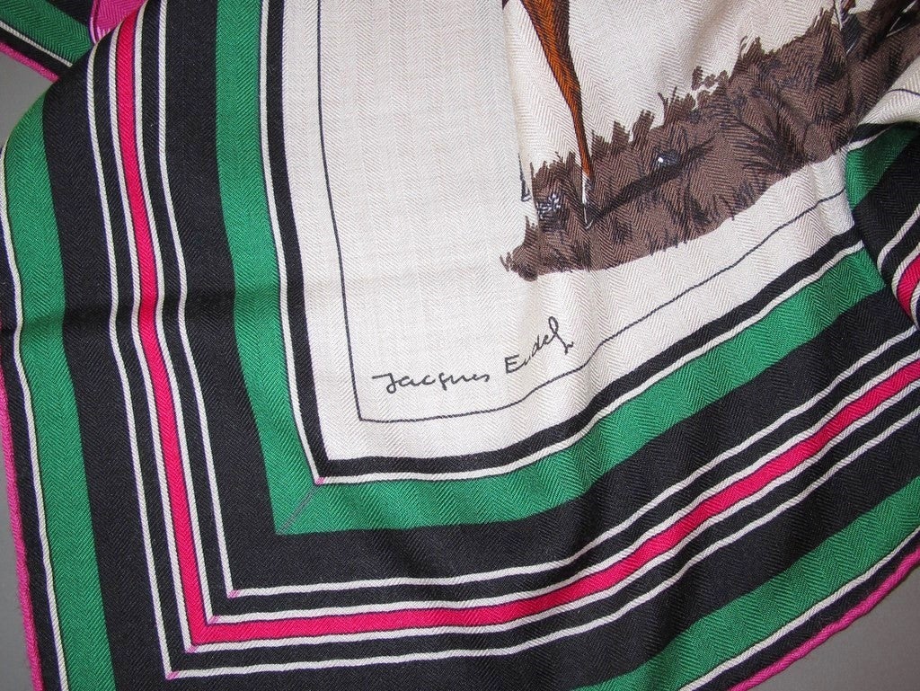 Hermes cw06 Fuchsia/Vert Couvertures et Tenues Unisex Cashmere 140, New! - poupishop
