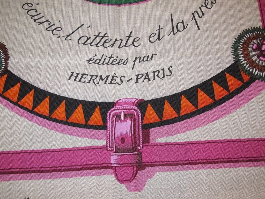 Hermes cw06 Fuchsia/Vert Couvertures et Tenues Unisex Cashmere 140, New! - poupishop