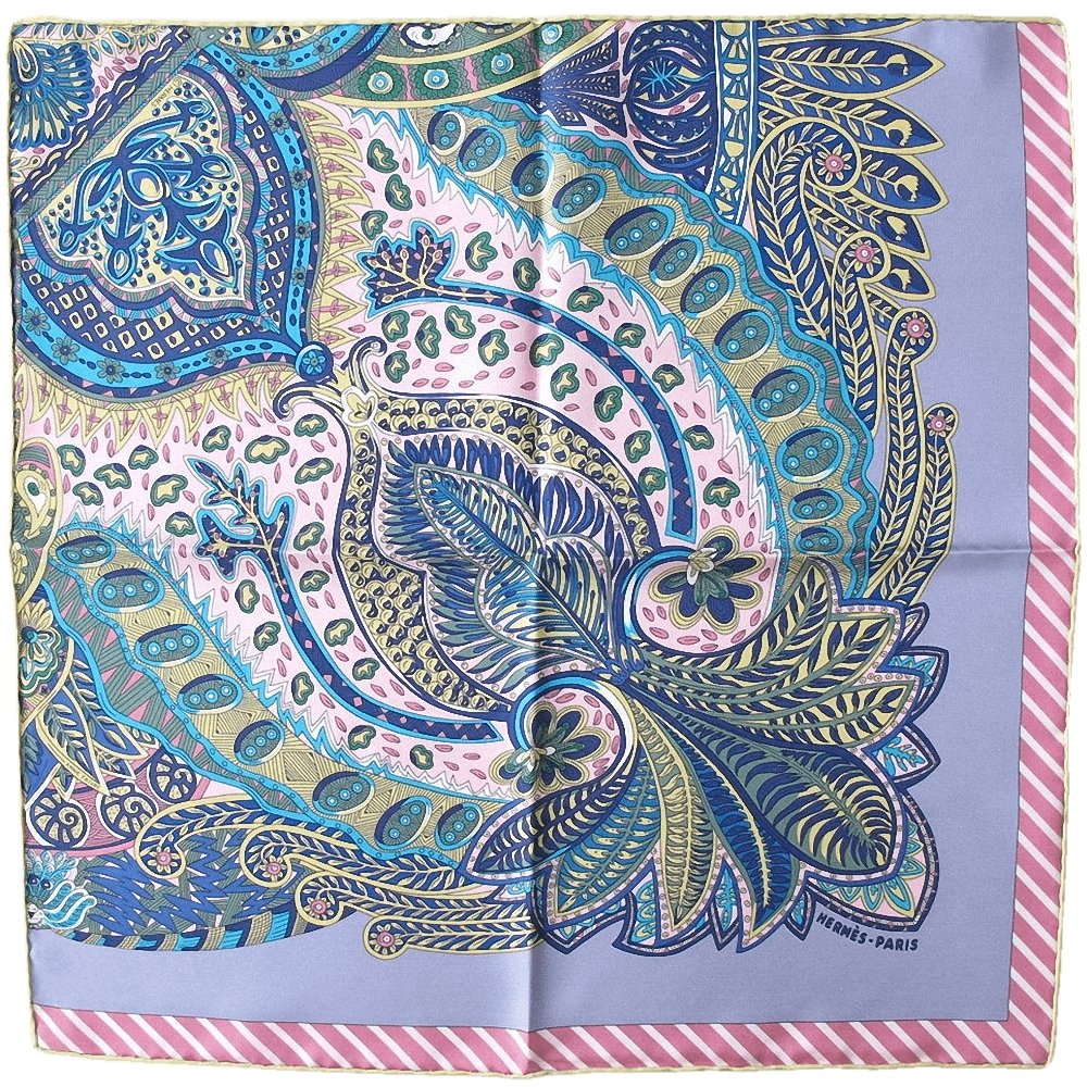 Hermes cw06 Pink Blue Jardin de la Maharani Decadre Twill Gavroche 42cm, NWT! - poupishop