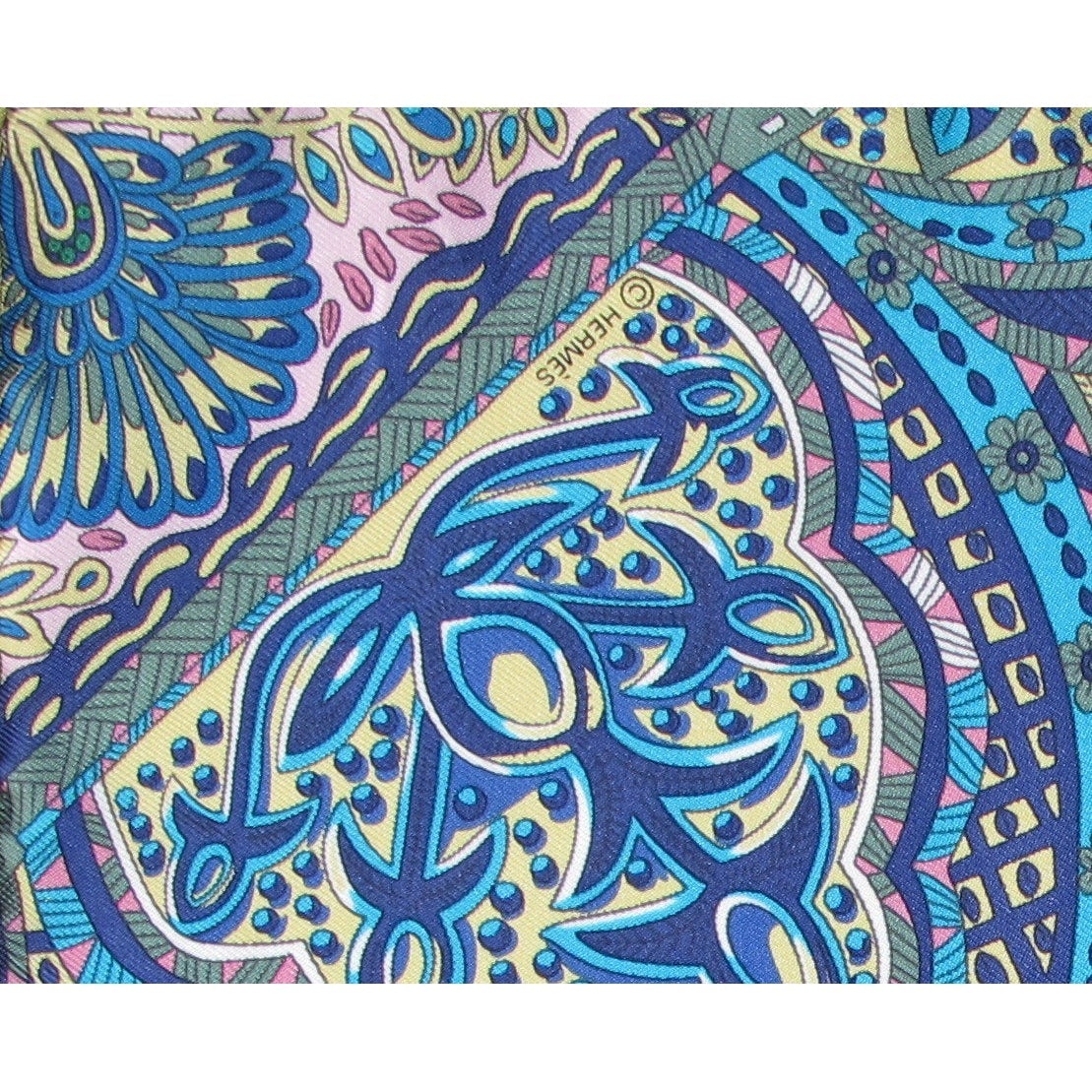 Hermes cw06 Pink Blue Jardin de la Maharani Decadre Twill Gavroche 42cm, NWT! - poupishop