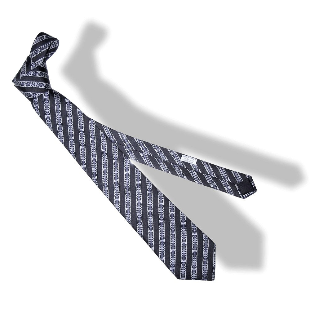 Hermes cw09 Black Graphite Silver Bling Bling Silk Tie, NWT! - poupishop