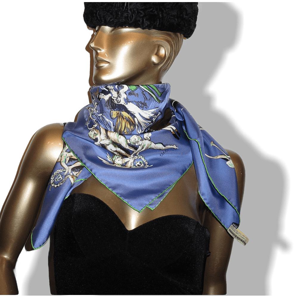 Hermes cw24 Pervenche Soiree de Gala Silk Twill 90cm with Blanc Matte Overlay, New! - poupishop