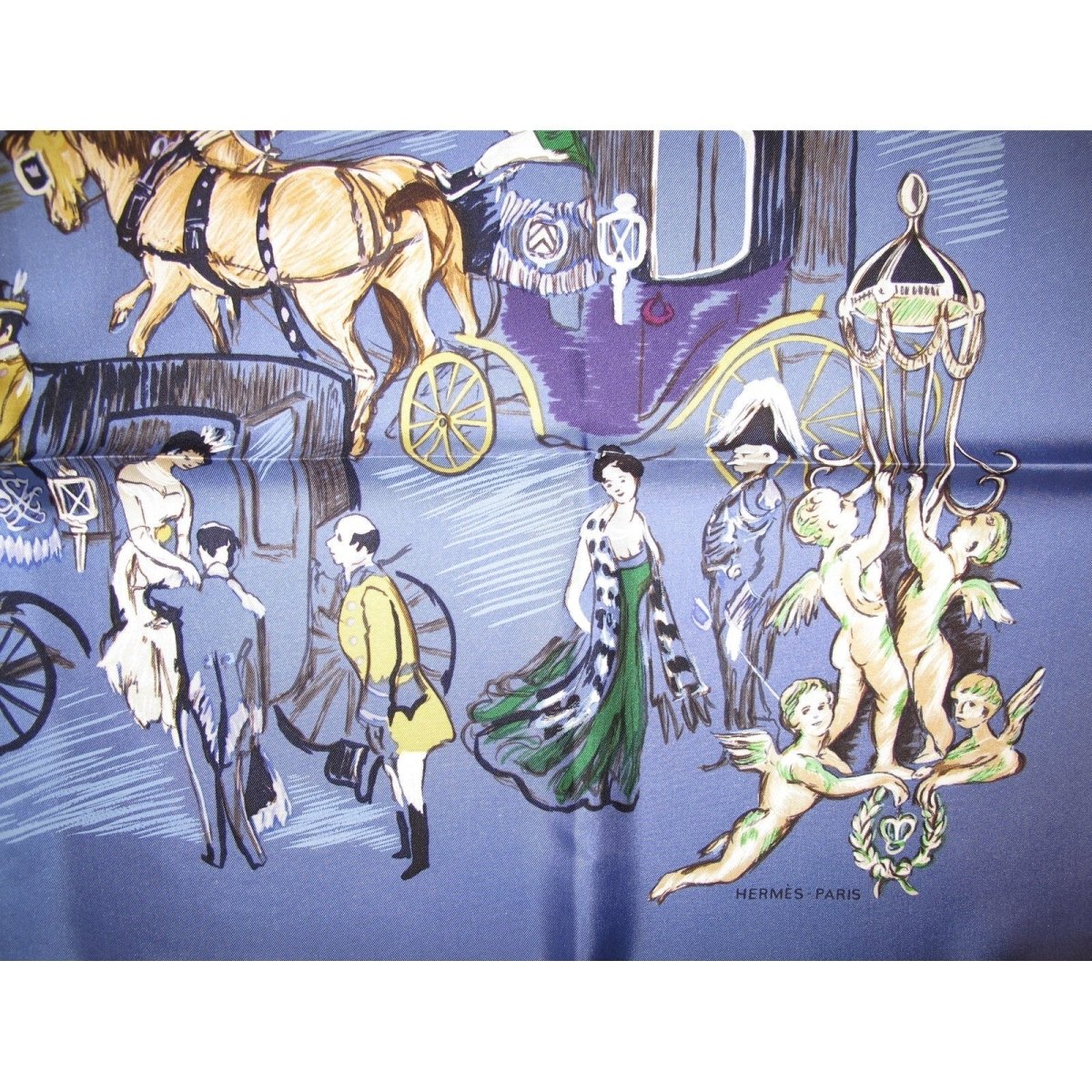 Hermes cw24 Pervenche Soiree de Gala Silk Twill 90cm with Blanc Matte Overlay, New! - poupishop
