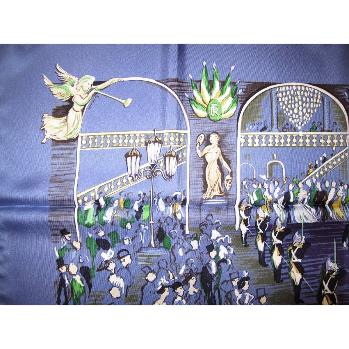 Hermes cw24 Pervenche Soiree de Gala Silk Twill 90cm with Blanc Matte Overlay, New! - poupishop