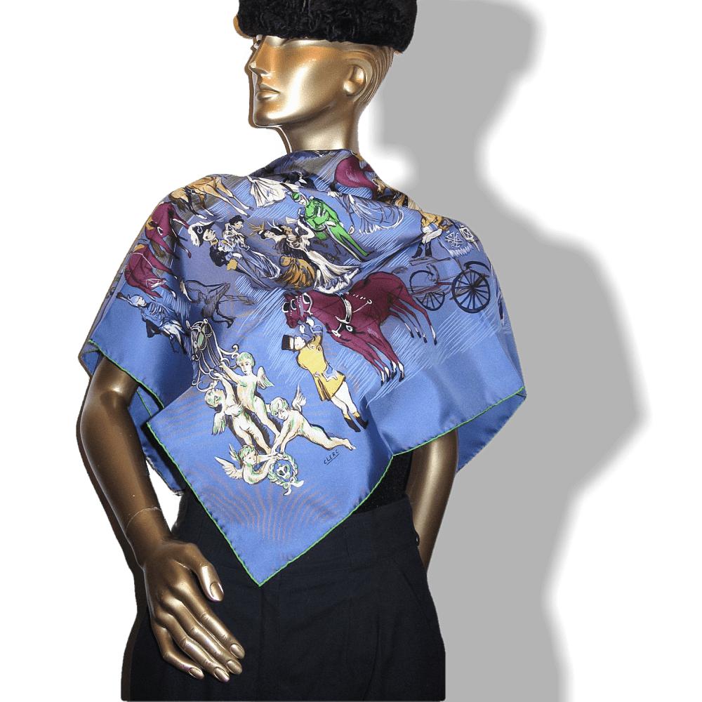 Hermes cw24 Pervenche Soiree de Gala Silk Twill 90cm with Blanc Matte Overlay, New! - poupishop
