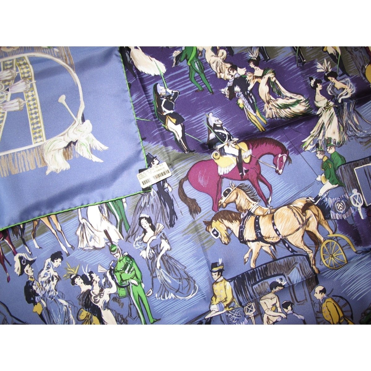 Hermes cw24 Pervenche Soiree de Gala Silk Twill 90cm with Blanc Matte Overlay, New! - poupishop