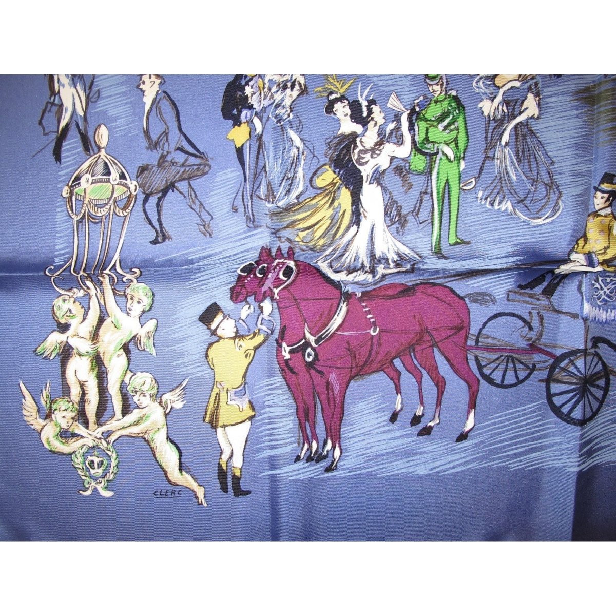 Hermes cw24 Pervenche Soiree de Gala Silk Twill 90cm with Blanc Matte Overlay, New! - poupishop