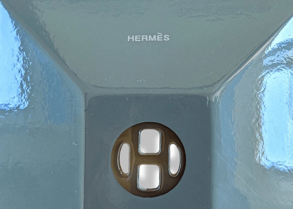 Hermes Dark Eucalyptus Celadon Lacquer & Natural Horn CHANGE TRAY PM 7,68 x 7,68 cm , BNIB! - poupishop