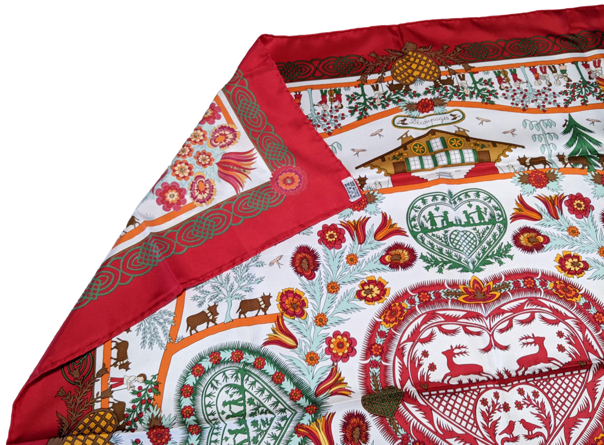 Hermes 1997 Special Limited Issue for Gstaad "Decoupage" by Anne Rosat Twill 90cm