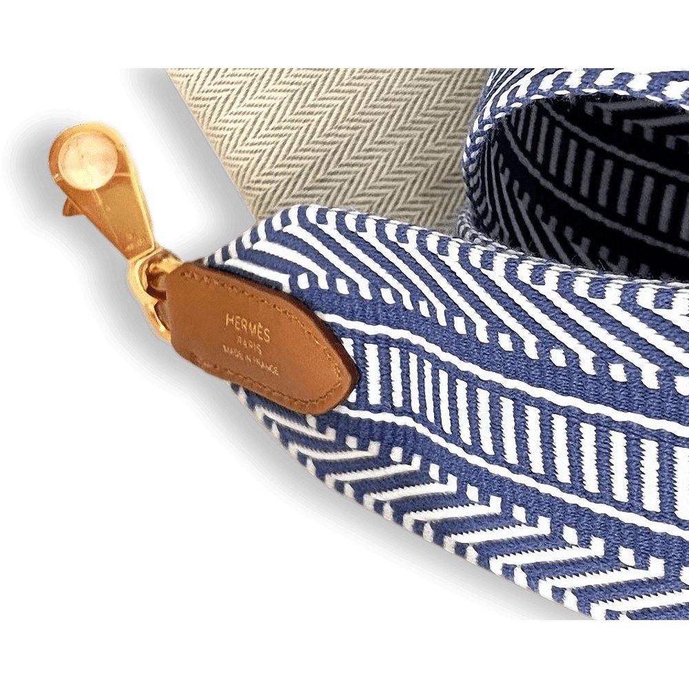 Hermes Ecru/Bleu Brighton/Gold Swift SANGLE CAVALE 50 MM GOLD Bag Strap 105, NWTIB! - poupishop