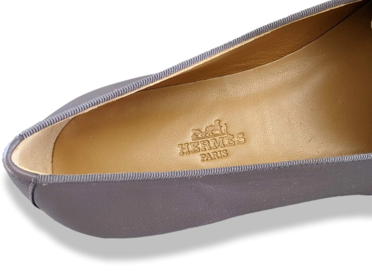 Hermes Elegant Gris Etain Nappa GASPARD Men's Loafers Mocassins Shoes, BNEW in White Box and Dustbag! - poupishop