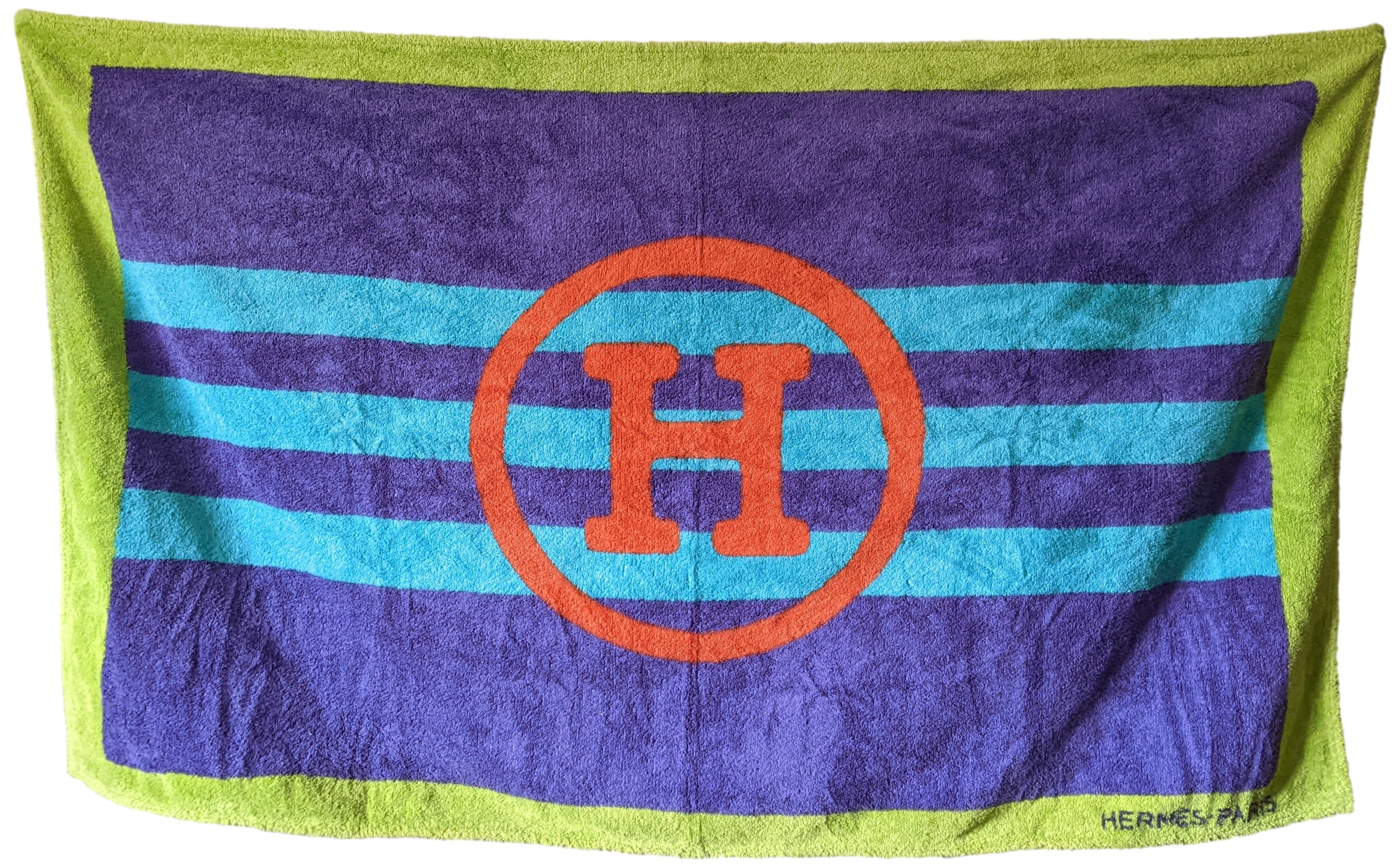 HERMES EN VOYAGE Tapis de Plage Terry Beach Towel 90 x 150 cm