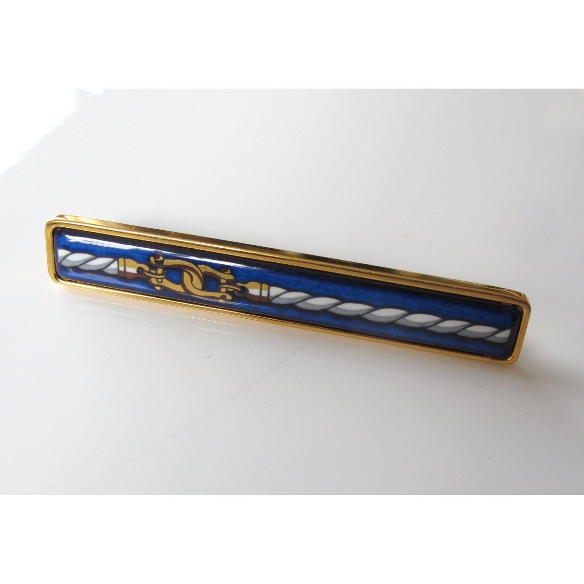 Hermes Enamel and Plated Gold 24k Tie Pin, NIB! - poupishop