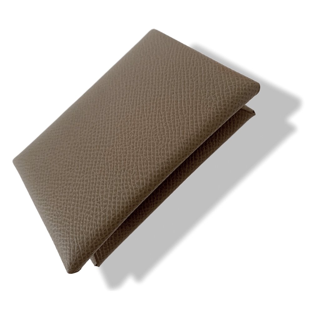 Hermes Etoupe in Epsom Calfskin Card Holder CALVI, New in Box! - poupishop