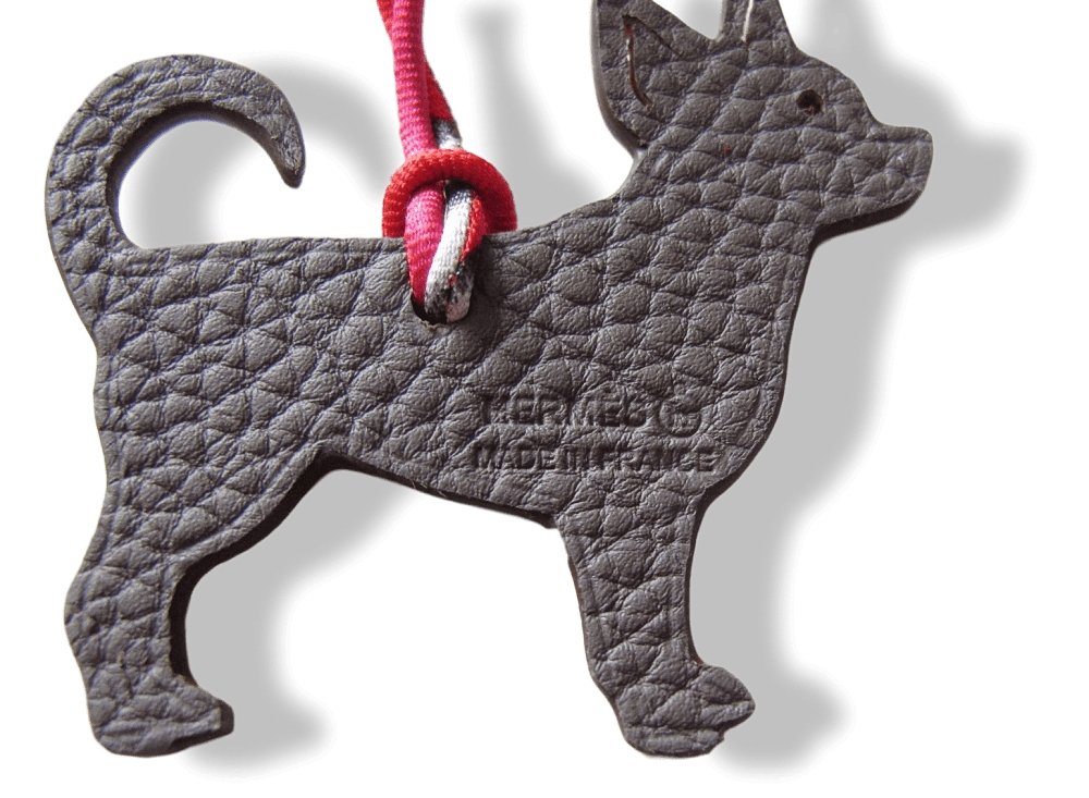 Hermes Etoupe Orange Dog Chihuahua Petit H Bag Charm PM, NIB! - poupishop