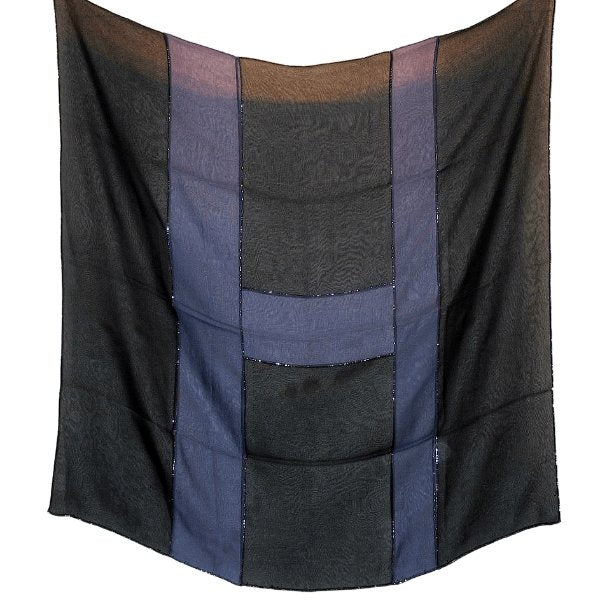 Hermes Exceptional Black Ink H comme Hermès Shiny Double Mousseline 90cm, Box! - poupishop