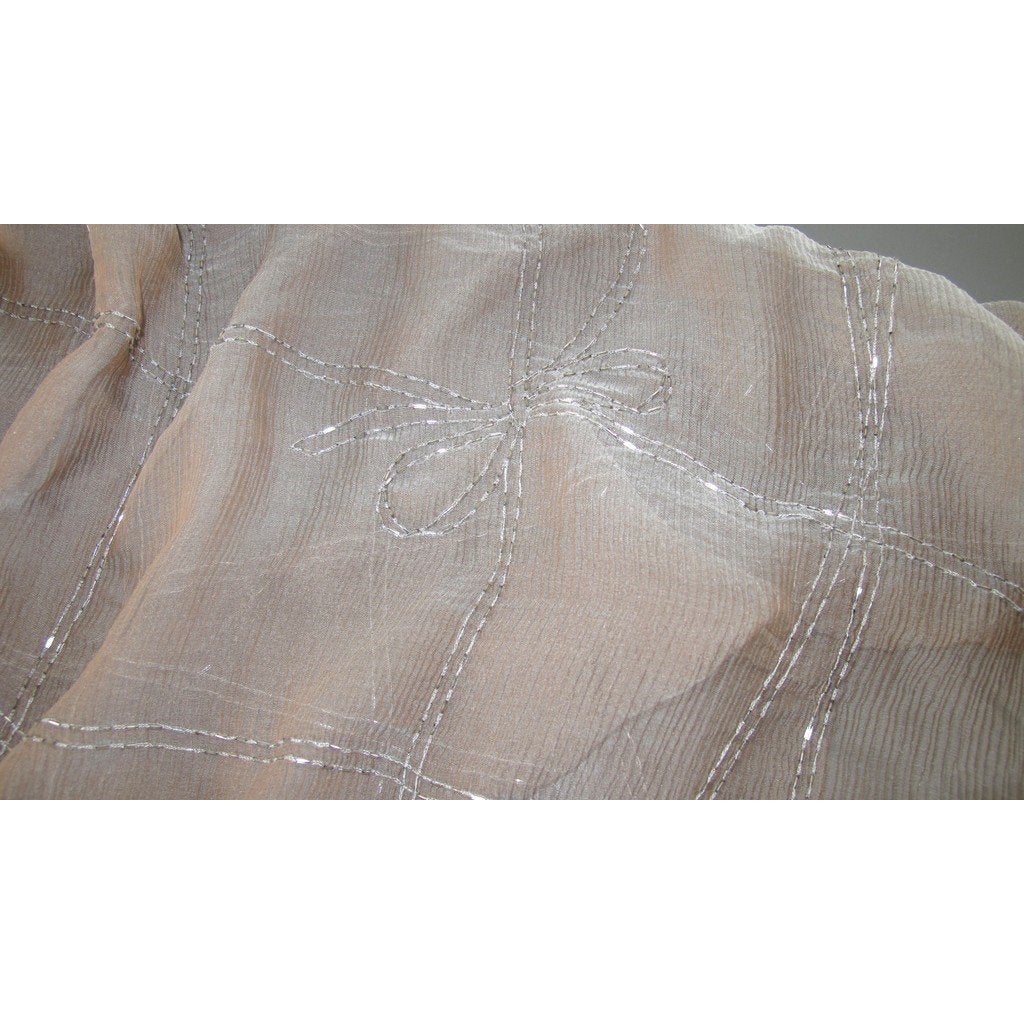 Hermes Exceptional Embroidered sequins Etoupe Bolduc Changeante Poncho Midnight Mousseline - poupishop