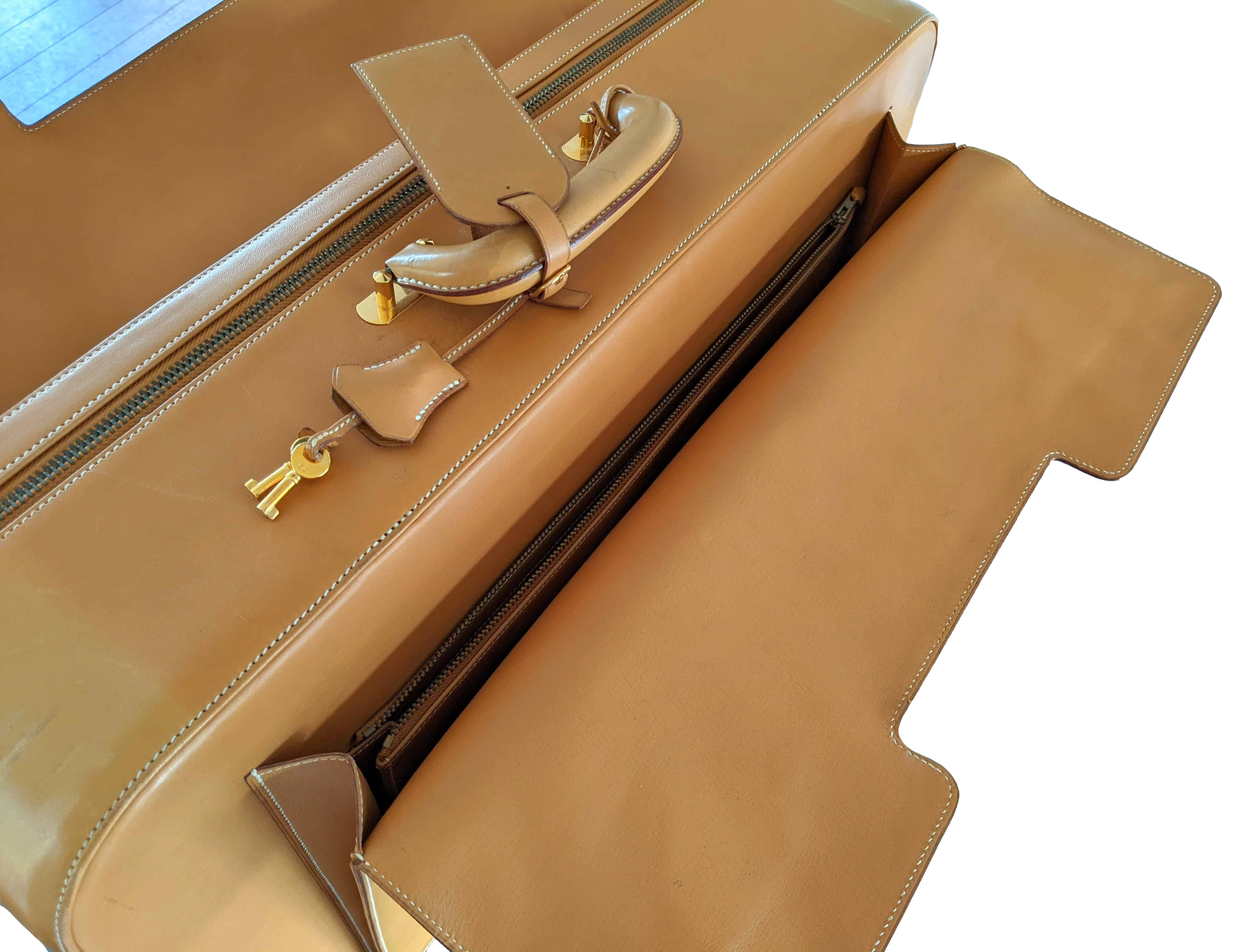 Hermes 1993 Vintage Calf " Flap Gusseted Suitcase " Valise Mallette, Exceptional and RARE !