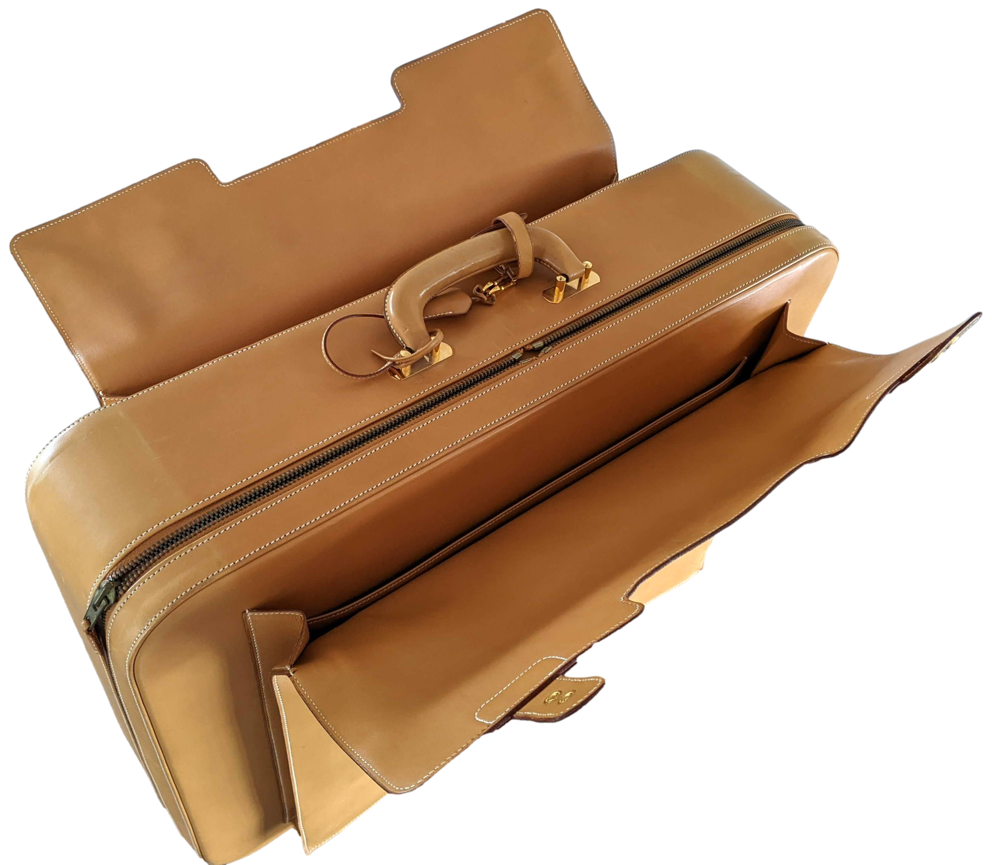 Hermes 1993 Vintage Calf " Flap Gusseted Suitcase " Valise Mallette, Exceptional and RARE !