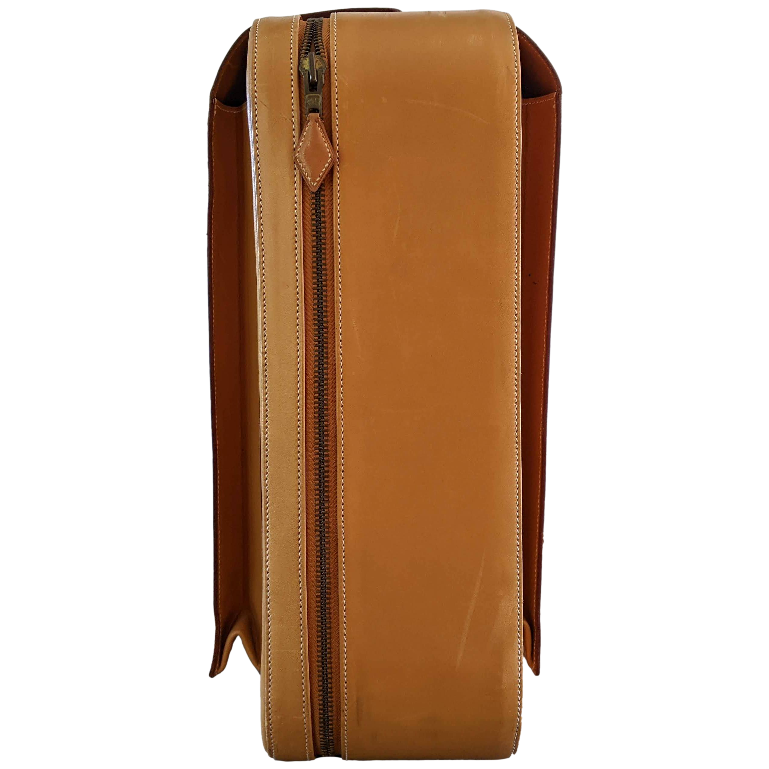 Hermes 1993 Vintage Calf " Flap Gusseted Suitcase " Valise Mallette, Exceptional and RARE !