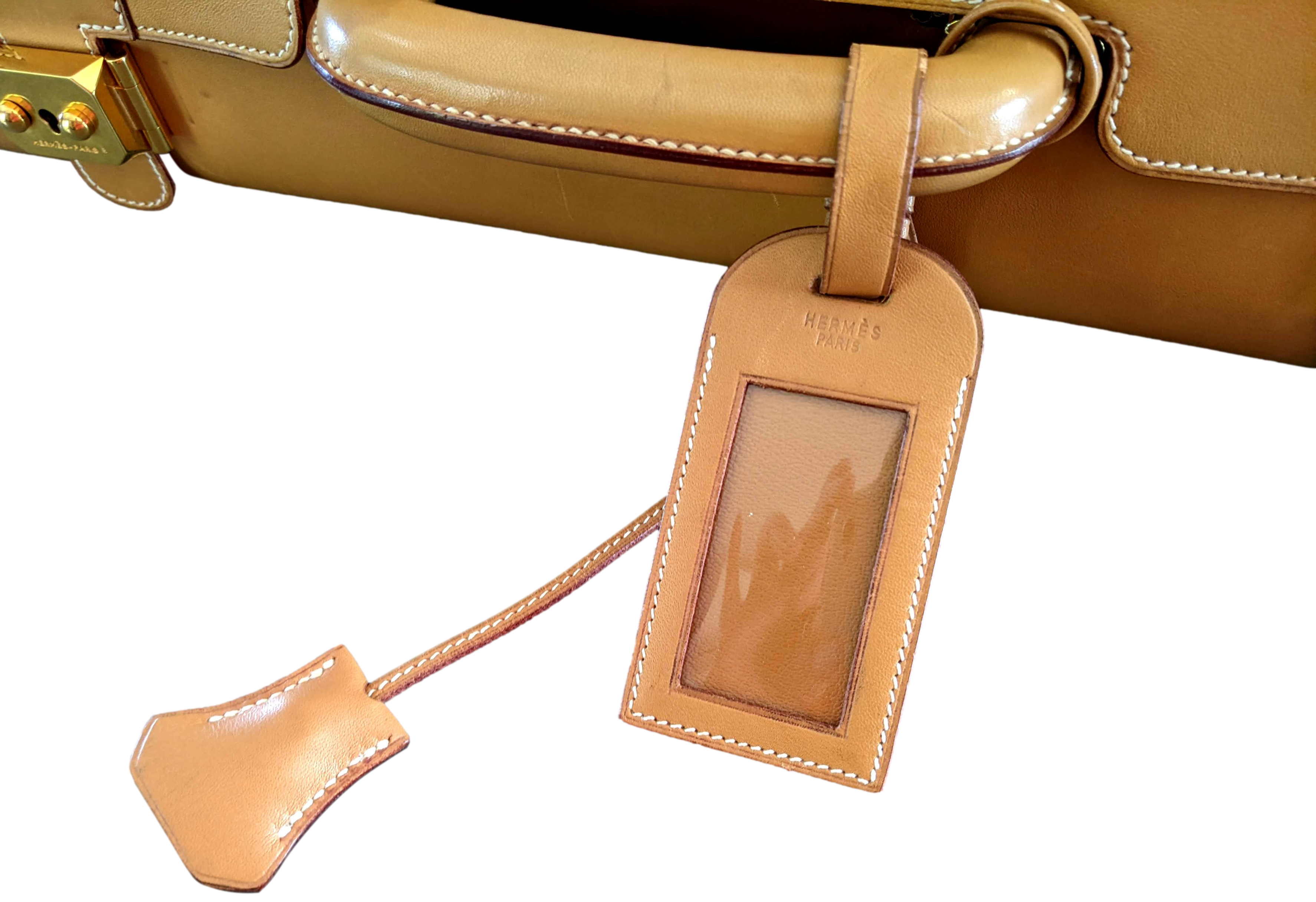 Hermes 1993 Vintage Calf " Flap Gusseted Suitcase " Valise Mallette, Exceptional and RARE !
