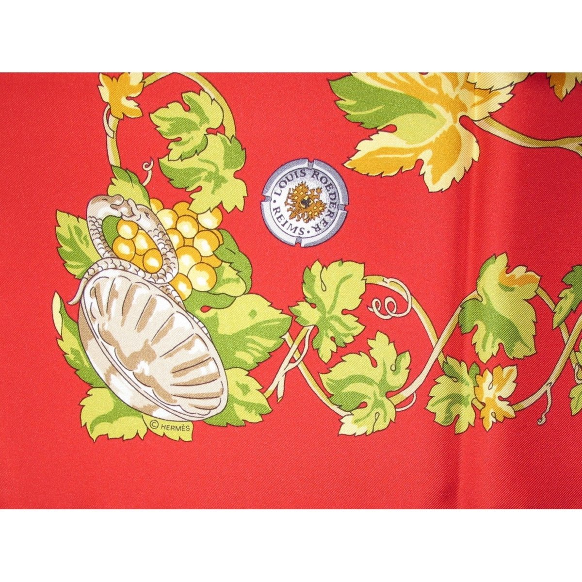 Hermes for Louis Roederer Champagne Red Vendanges Exclusive Limited Twill scarf, NIB, Rare! - poupishop