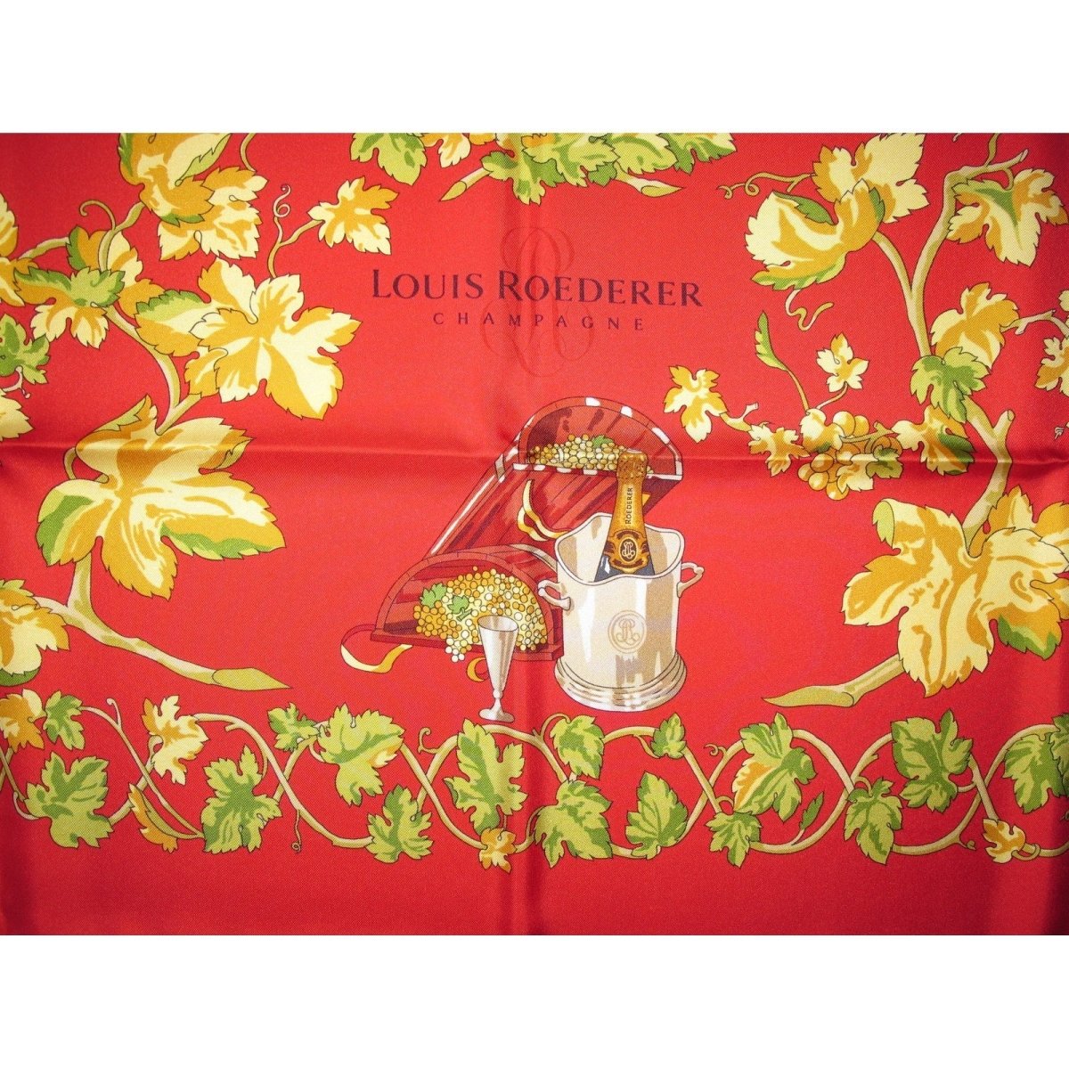 Hermes for Louis Roederer Champagne Red Vendanges Exclusive Limited Twill scarf, NIB, Rare! - poupishop