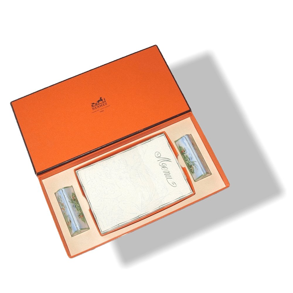 Hermes for Mass Media Set of 2 China Menu Place Cards with 12 Frog Paper Menus, New! - poupishop