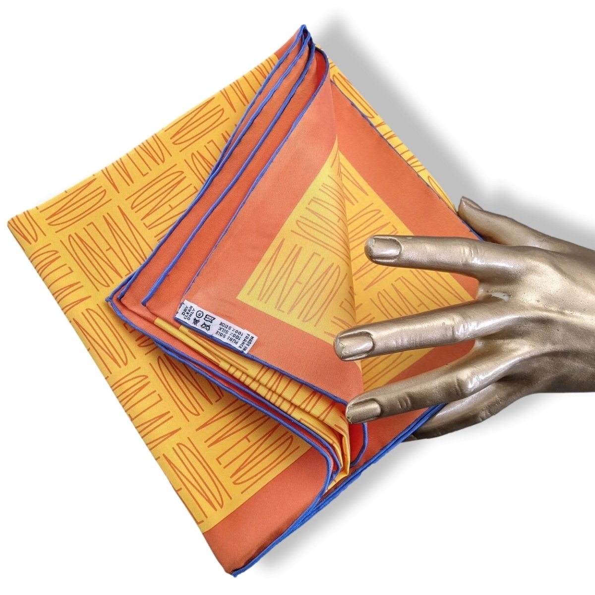 Hermes for Vivendi Jaune/Orange 1996 Special Issue Twill Silk Scarf 90cm, BNIB! - poupishop
