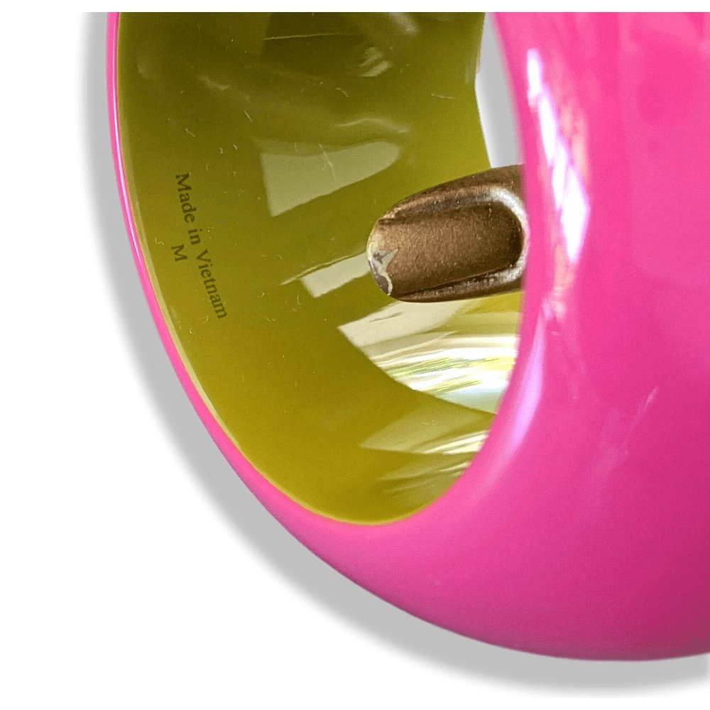 Hermes Fuchsia Anis Laquered Wood DUNE Bangle Bracelet Sz M, BNWIB with Tiny Flaw! - poupishop