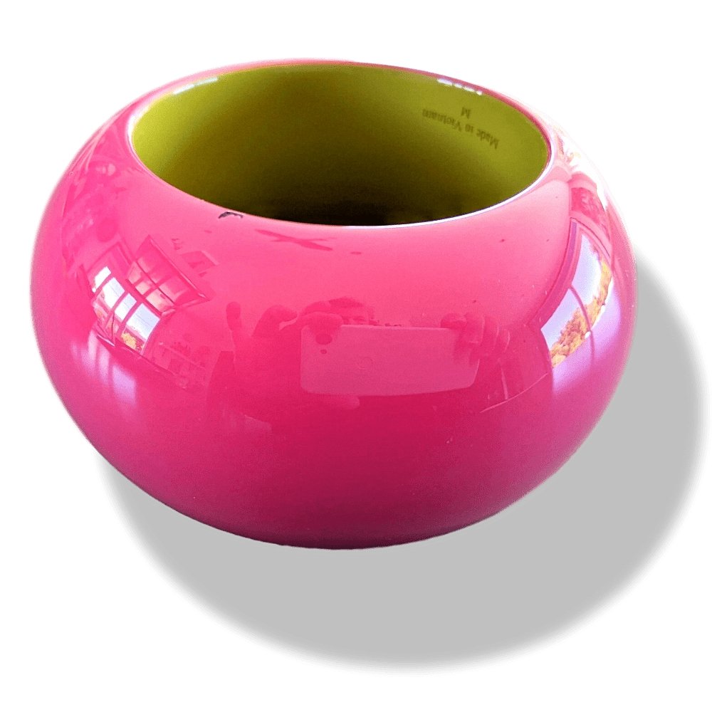 Hermes Fuchsia Anis Laquered Wood DUNE Bangle Bracelet Sz M, BNWIB with Tiny Flaw! - poupishop