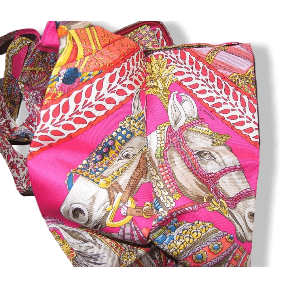 Hermes Fuchsia Red La Danse du cheval Marwari by Annie Faivre Silky Pop Bag, New! - poupishop