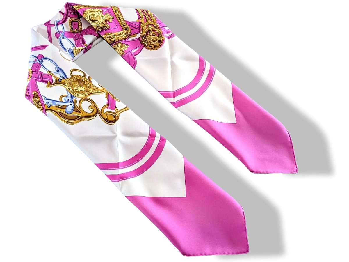 Hermes Fuchsia/Blanc Special Issue Anniversary 60th Ratti - Brides de Gala Twill 90cm, New! - poupishop