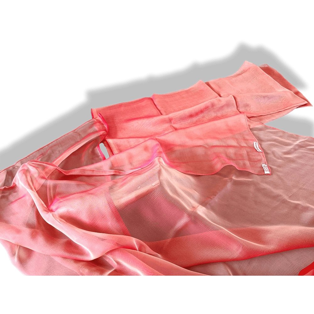 Hermes Gigantic Silk Chiffon Pink/Red LITTERATURE ALPHABET II SARI Mousseline Changeante XXL, Exceptional RARE! - poupishop