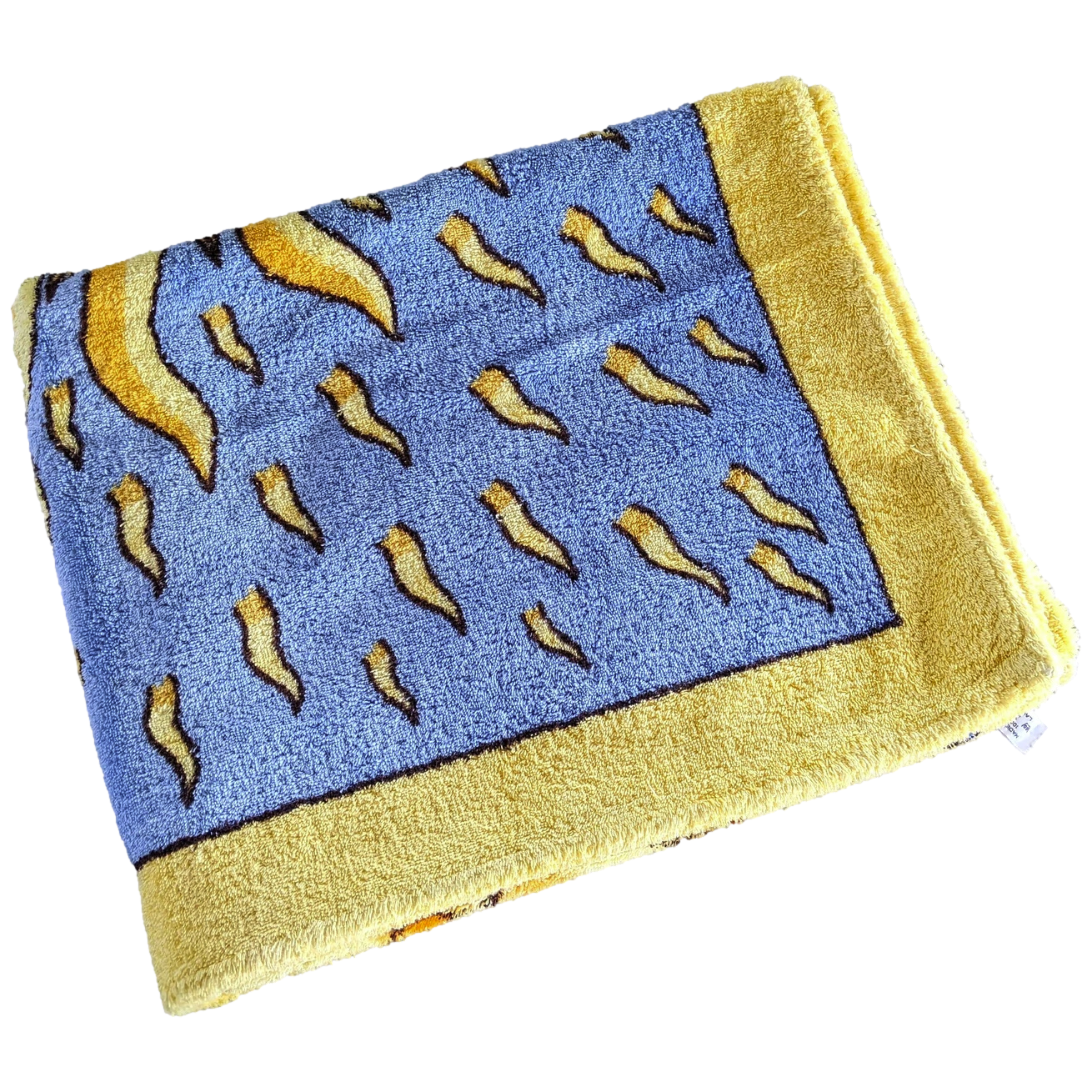 Hermes Jaune Clair /Bleu/Blanc "Gloria Soli" Sun Terry Beach Towel 150 x 90 cm