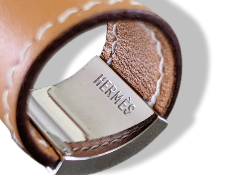Hermes Gold Calfskin/Plated Silver and Palladium LURIE Ring Sz M, Box! - poupishop