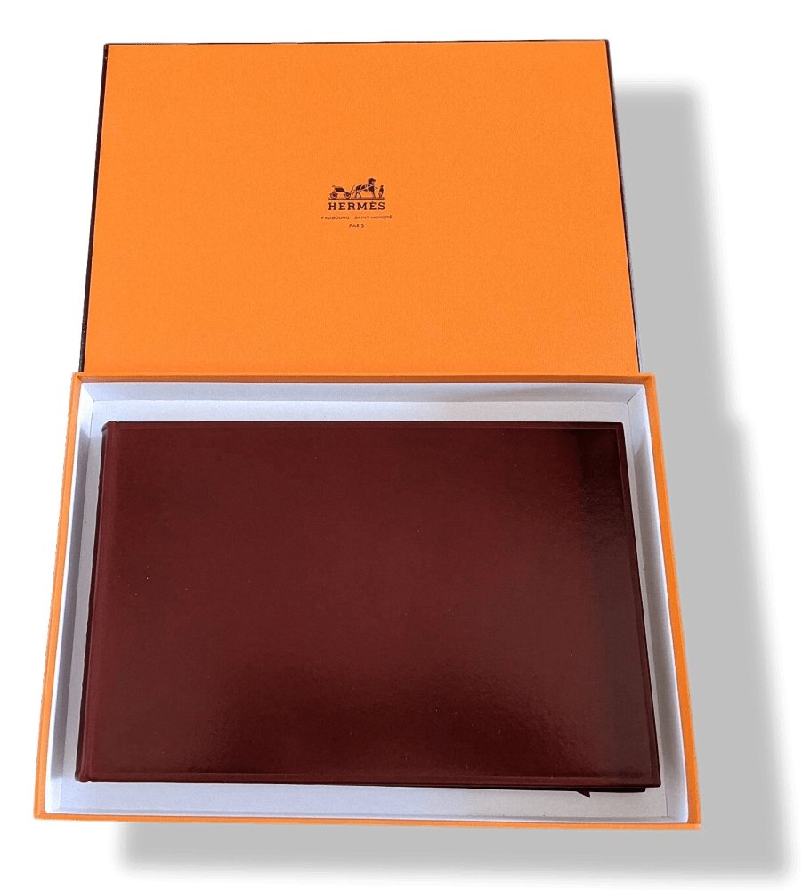 Hermes Gold/Burgundy Box Calsfskin Leather LIVRE D'OR Rare, BNIB! - poupishop