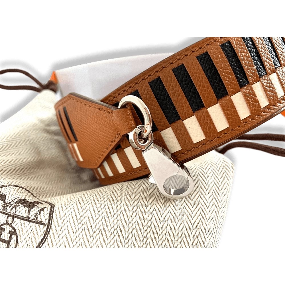 Hermes Gold/Noir/Craie Epsom SANGLE TRESSAGE 40 MM AG Bag Strap 105, NWTIB! - poupishop
