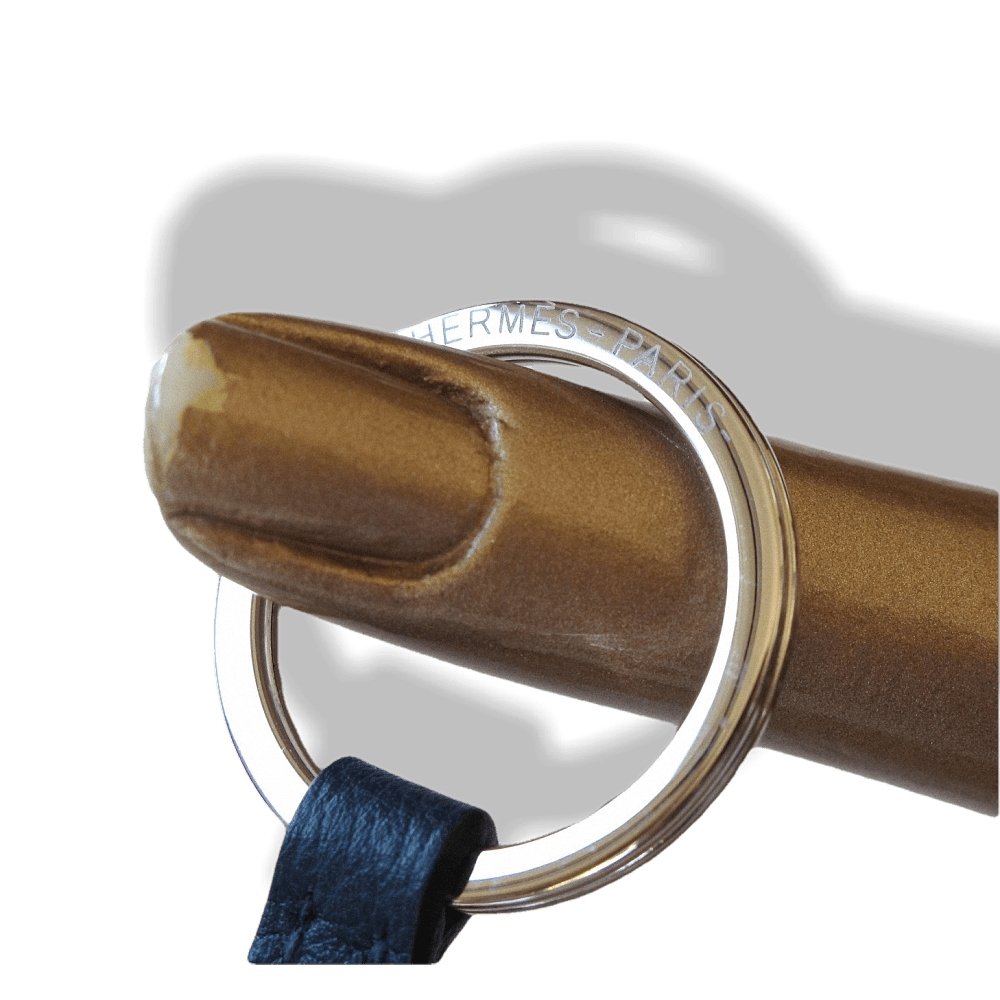 Hermes Gold/Pearl Blue Togo Collector's Baseball Key Ring Porte-Clés, BNIB! - poupishop
