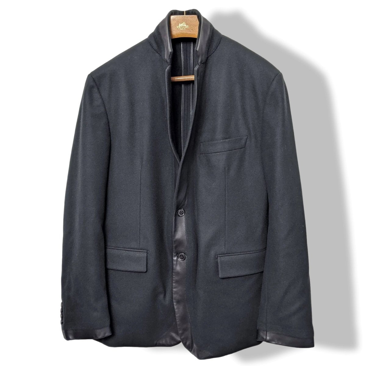 Hermes Green Chasse 100% Wool Men's Jacket with Lamskin Details Sz56, Pur Luxe! - poupishop