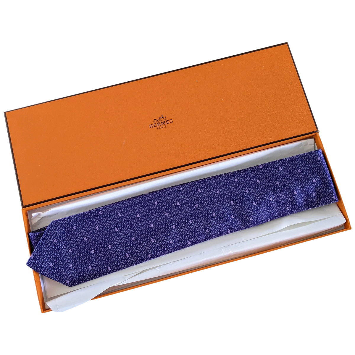 Hermes Violet/Rose "Heart" 100% Thick Silk Tie 8cm