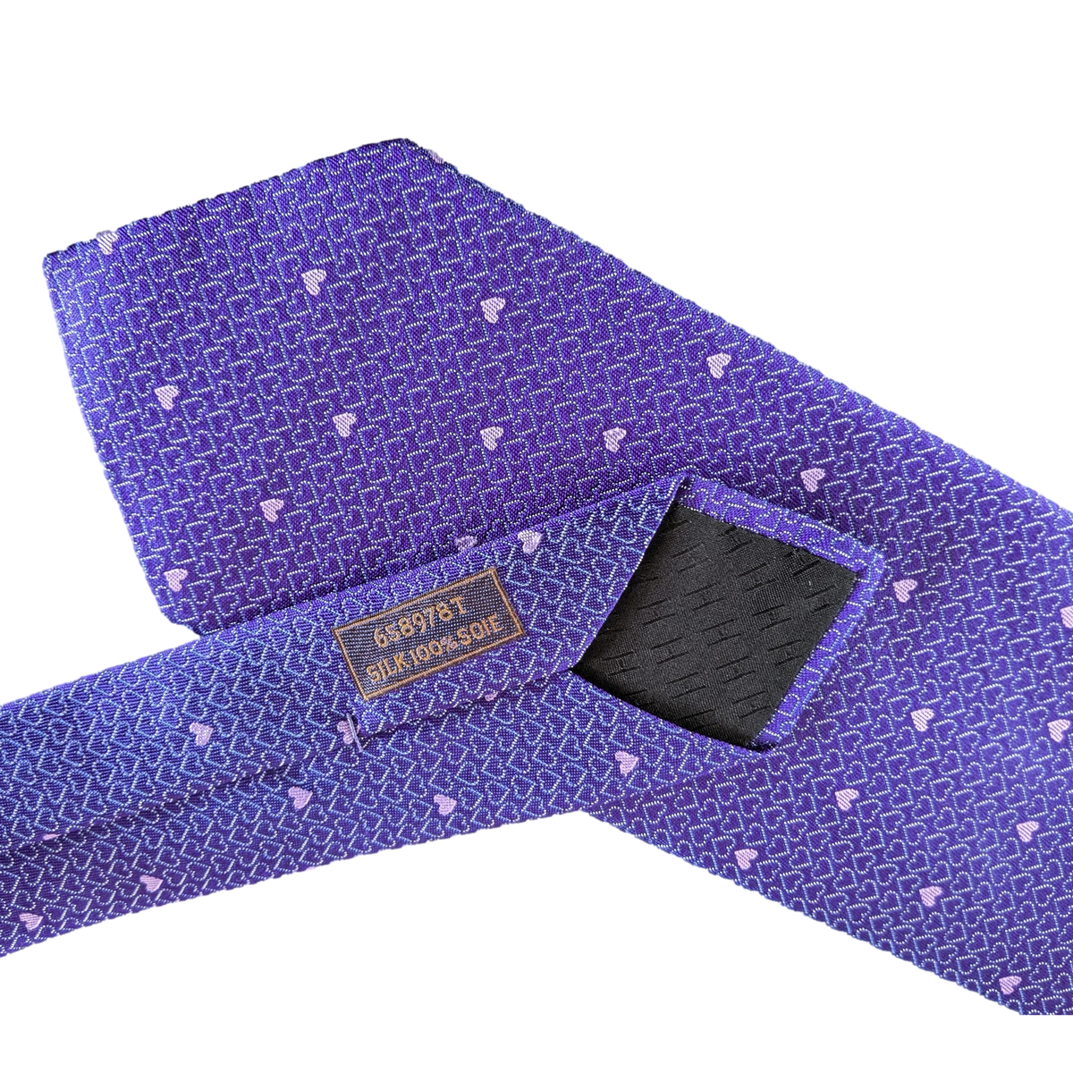 Hermes Violet/Rose "Heart" 100% Thick Silk Tie 8cm