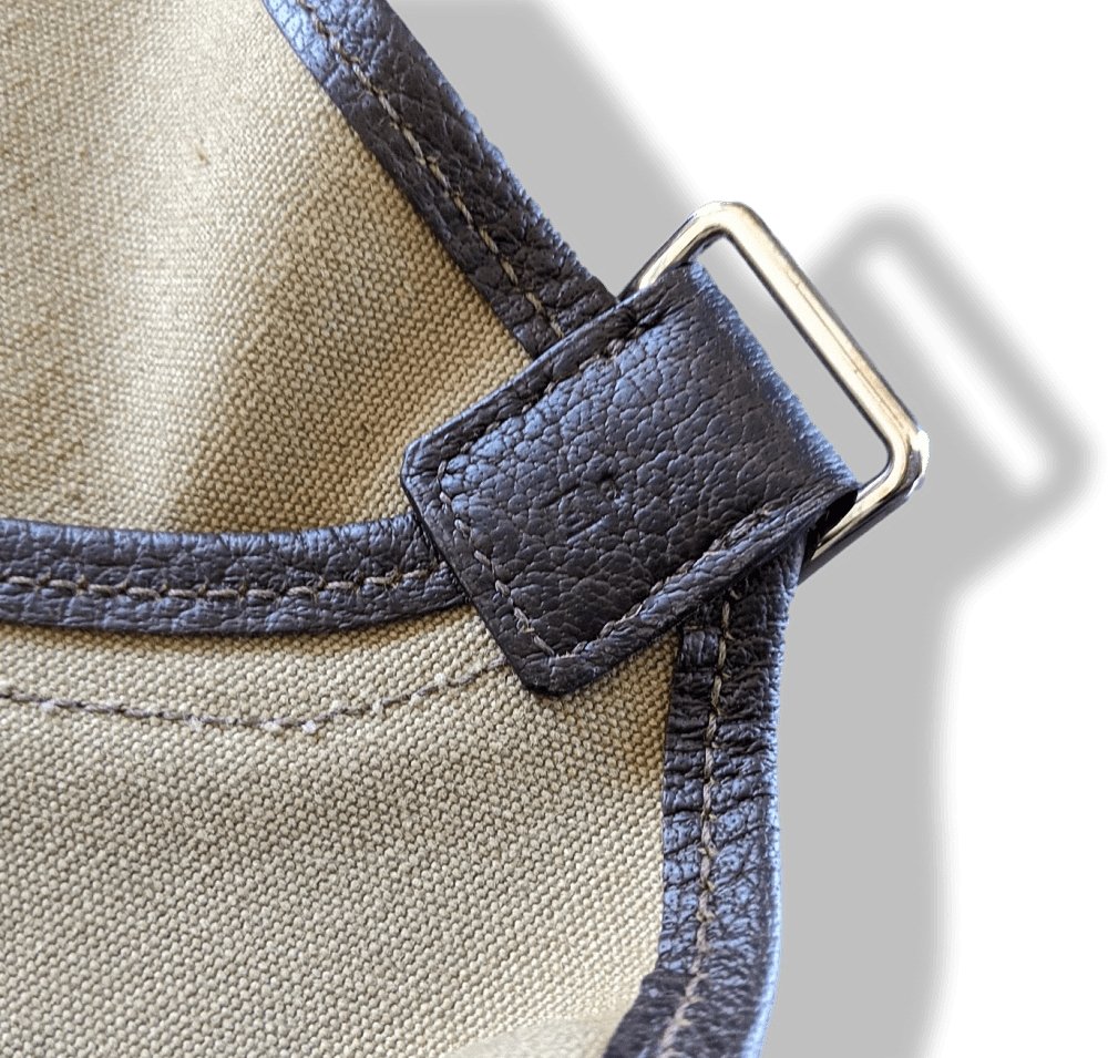 Hermes Home 2002 Kaki Canvas and Dark Brown Taurillon Leather Apron, BNEW! - poupishop