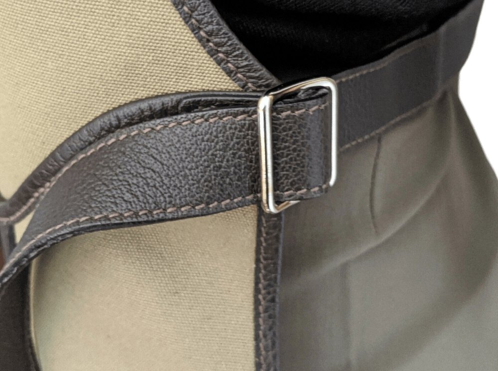 Hermes Home 2002 Kaki Canvas and Dark Brown Taurillon Leather Apron, BNEW! - poupishop