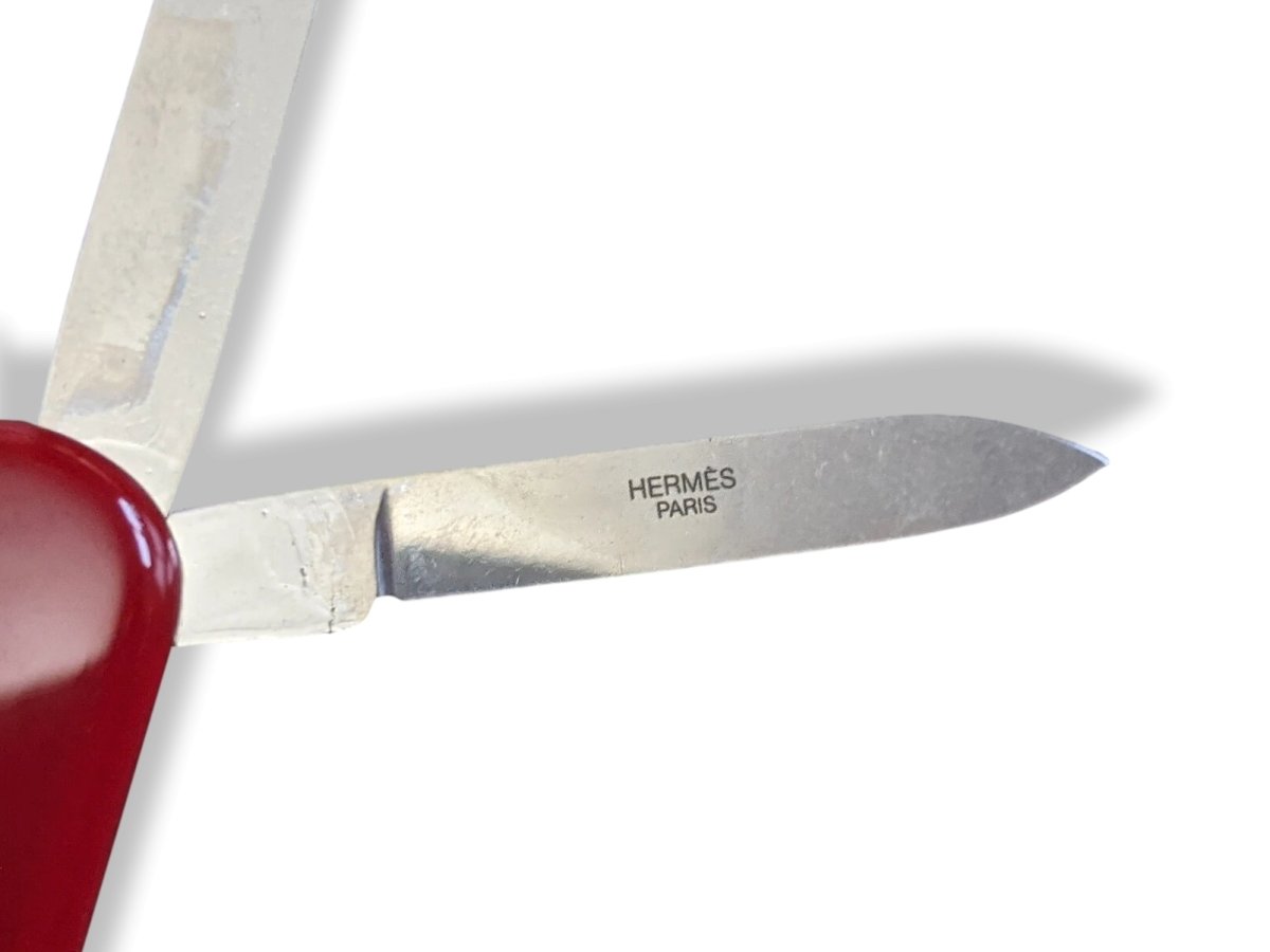 Hermes Home Orange Multifunctional Pocket knife in Calfskin Case, New! - poupishop