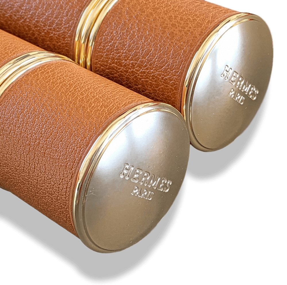 Hermes Home Set of 2 Empty Buffalo Leather Cases LE BOITIER CUIR for Vaporizer 75 ml, BNIB! - poupishop