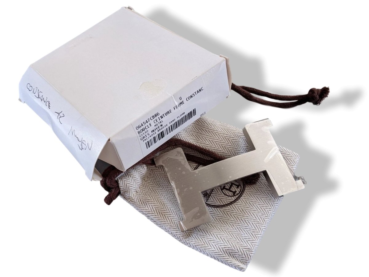 Hermes Huge Brushed Acier Belt Buckle Constance 42 mm, New in Pouch & white Box! - poupishop