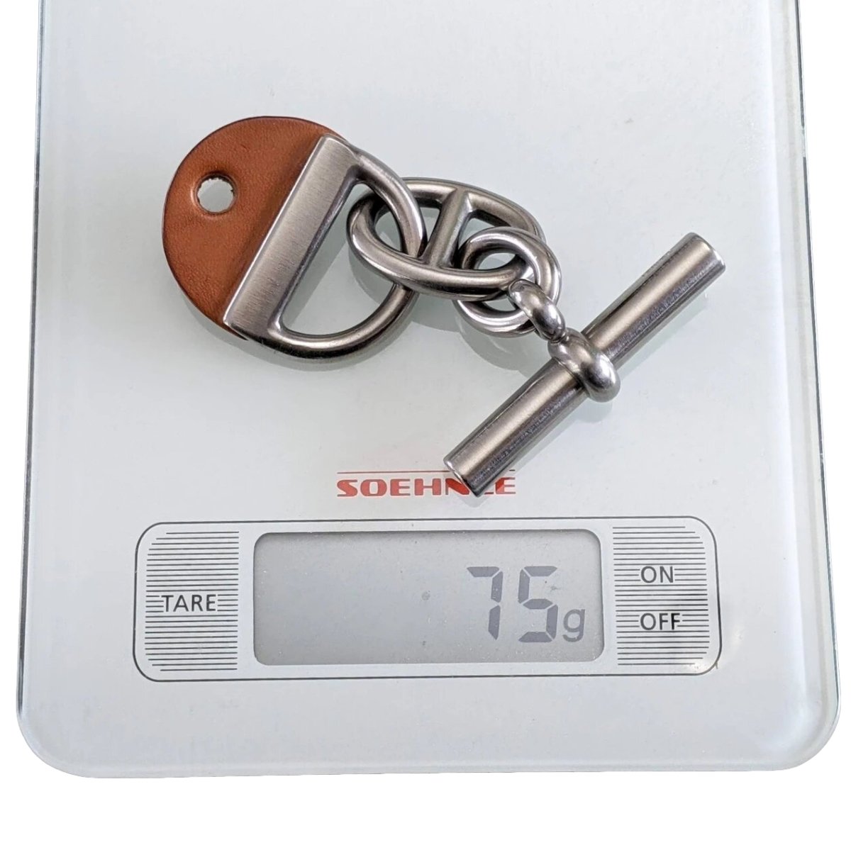 Hermes Huge Brushed Metal/Barenia Chaine d'Ancre Bag Charm Key Ring KeyRings - poupishop