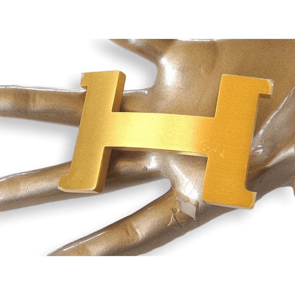 Hermes Huge Brushed Plated Gold Belt Buckle Constance 42 mm, New with Pouch! - poupishop