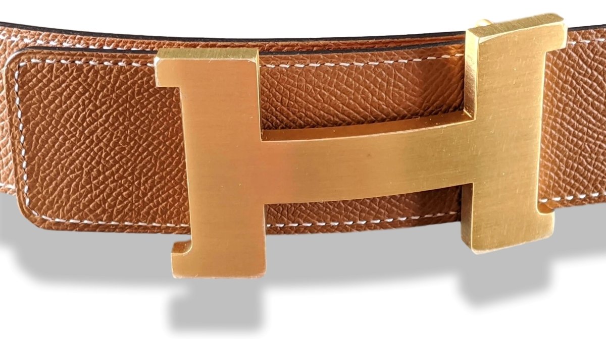 Hermes Huge Brushed Plated Gold Belt Buckle CONSTANCE 42 mm, New with Pouch! - poupishop